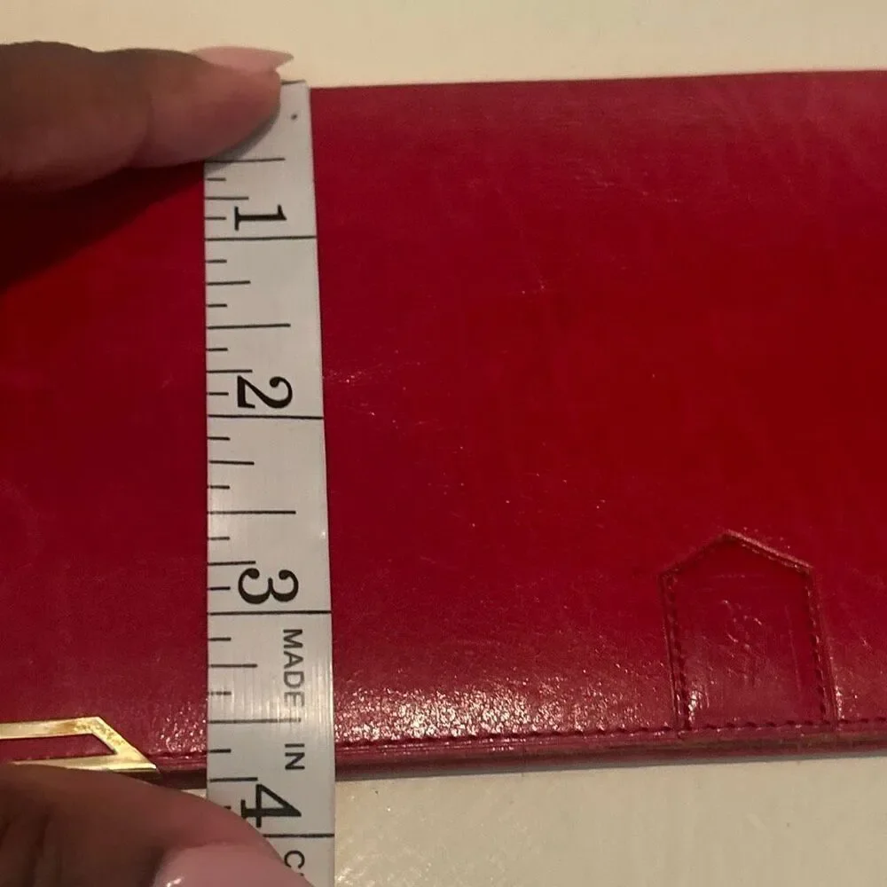 Vintage YSL Bifold Long Wallet Red Leather Gold Accent Sleek Iconic Bold Luxury